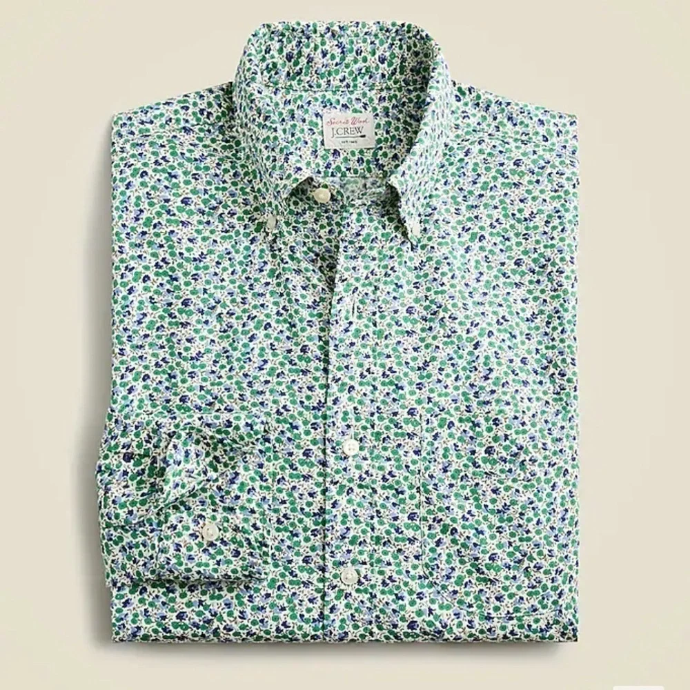 NWT J. Crew Tall Secret Wash Cotton Poplin Button Down Shirt Ellis Floral M T - Picture 2 of 7
